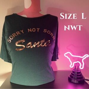 PINK Victoria’s Secret Christmas Crop Top Size Large Not Sorry Santa Holiday Y2K